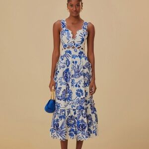 FARM Rio Floralful Birds Scalloped Edge Dress